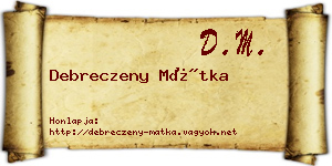 Debreczeny Mátka névjegykártya